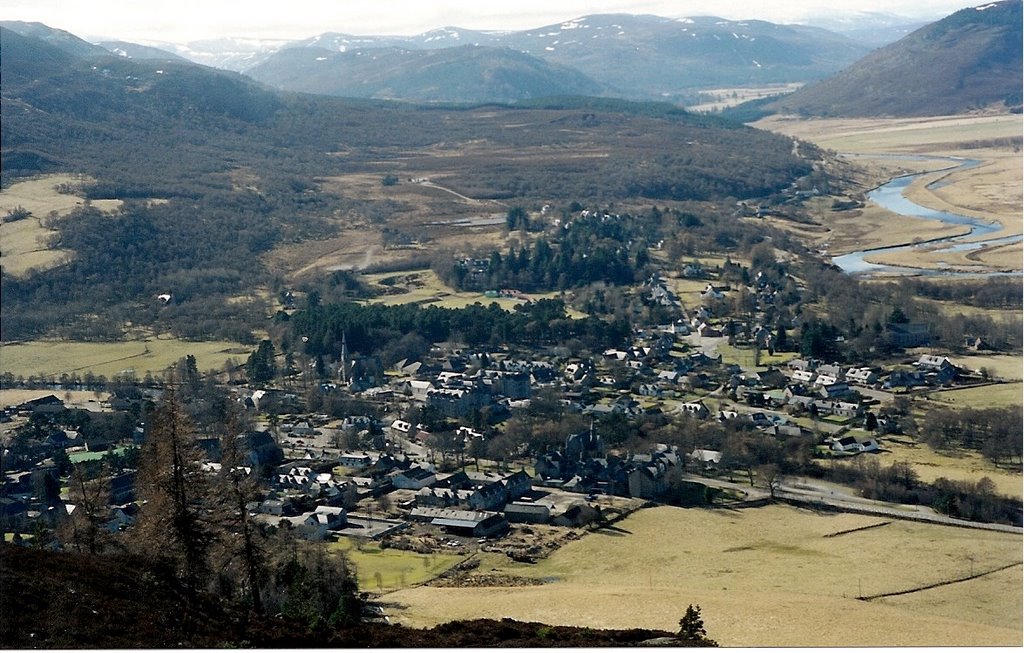 View of Braemar and the River Dee from the Grampian Highlands